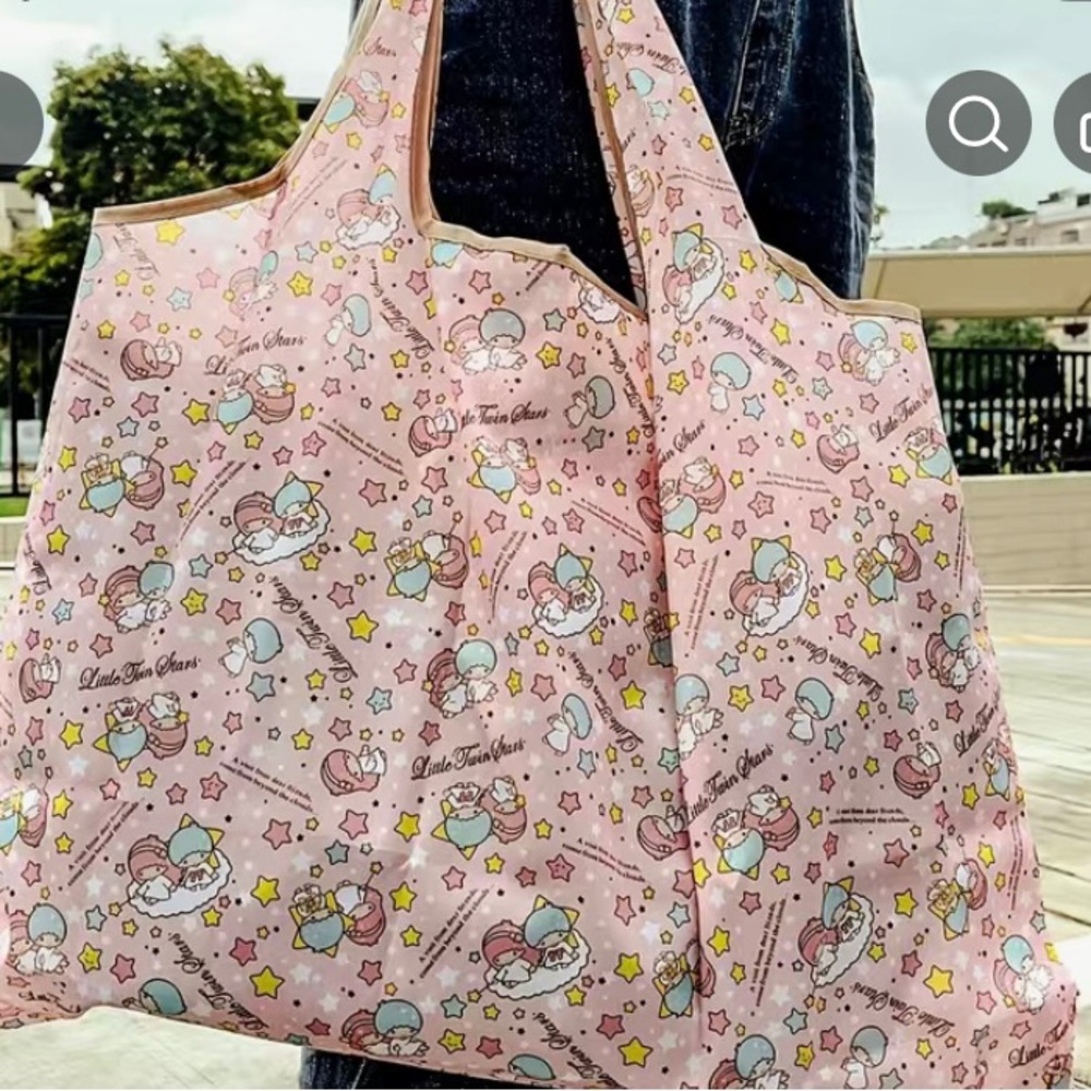 New Large Sanrio Little Twin Stars Shopper Tote Foldable